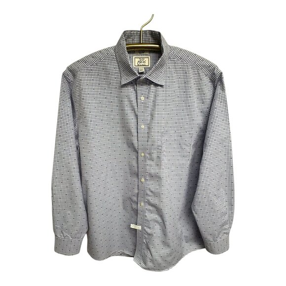 Jos A Bank Non Iron Manatee Gingham Dot Slim Fit Dress Shirt - Picture 3 of 6